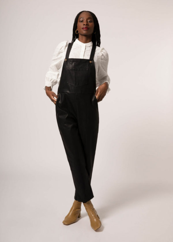 FRNCH faux leather dungarees - mâcha - Image 5