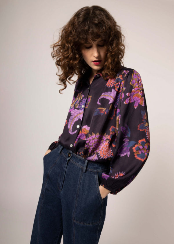 FRNCH Camassia Purple Floral blouse