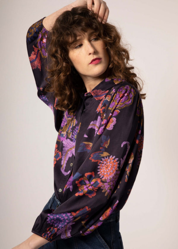 FRNCH Camassia Purple Floral blouse - Image 2