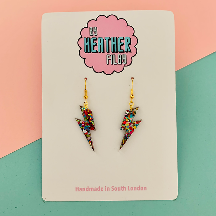 Mini lightning hot sale bolt earrings