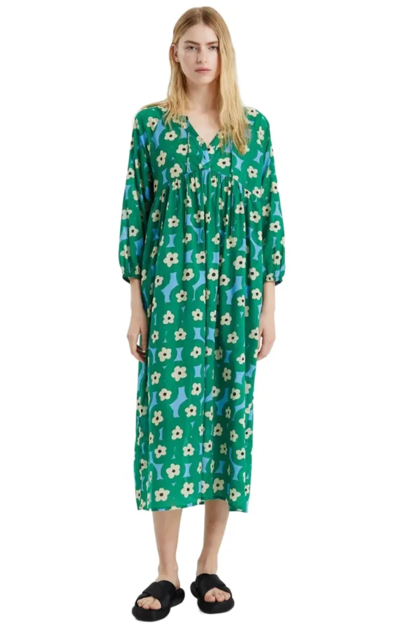 Compania Fantastica Beach Green Flower print midi tunic dress  32C/41916