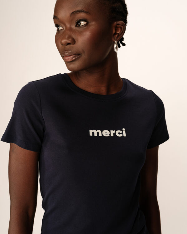 Grace and Mila Navy Merci t shirt Papa