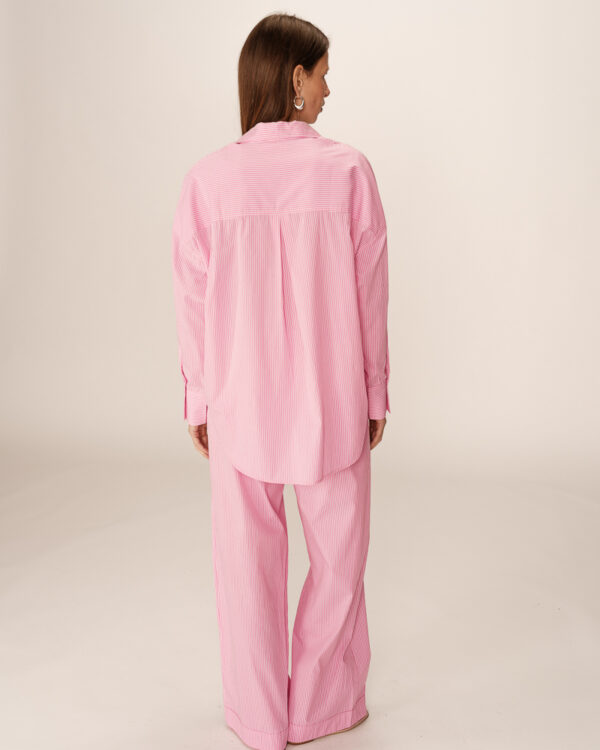 Grace and Mila  Parsons Oversize Striped Shirt in rose pink - Image 6