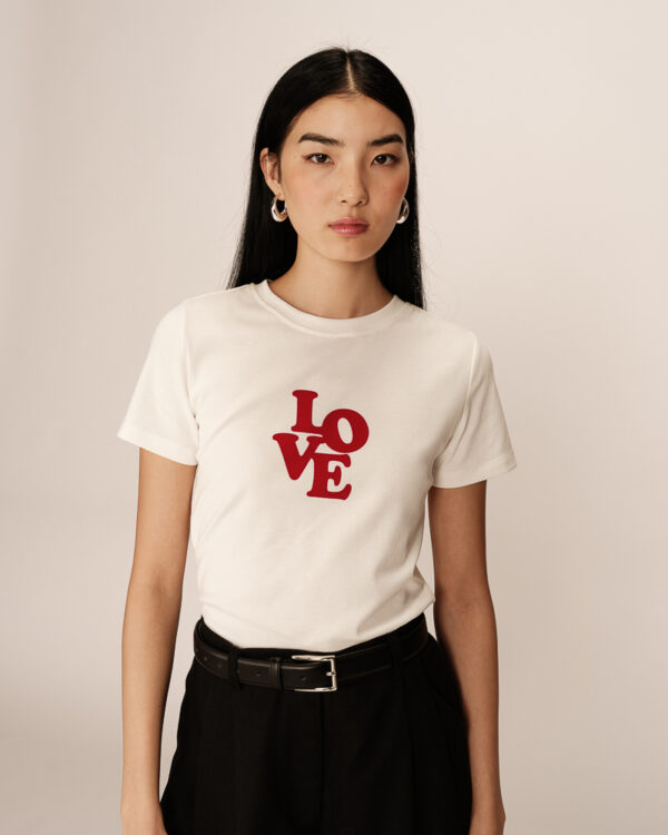 Grace and Mila Cream Love t shirt Poussin - Image 3