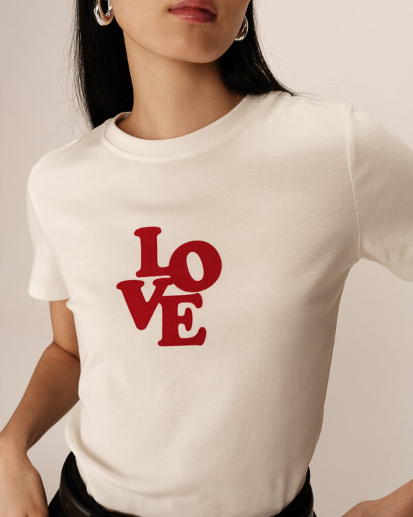 Grace and Mila Cream Love t shirt Poussin