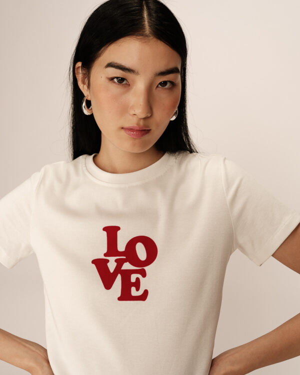 Grace and Mila Cream Love t shirt Poussin - Image 2