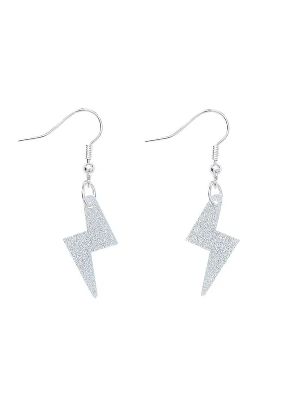 Tatty Devine Silver Glitter bolt earrings