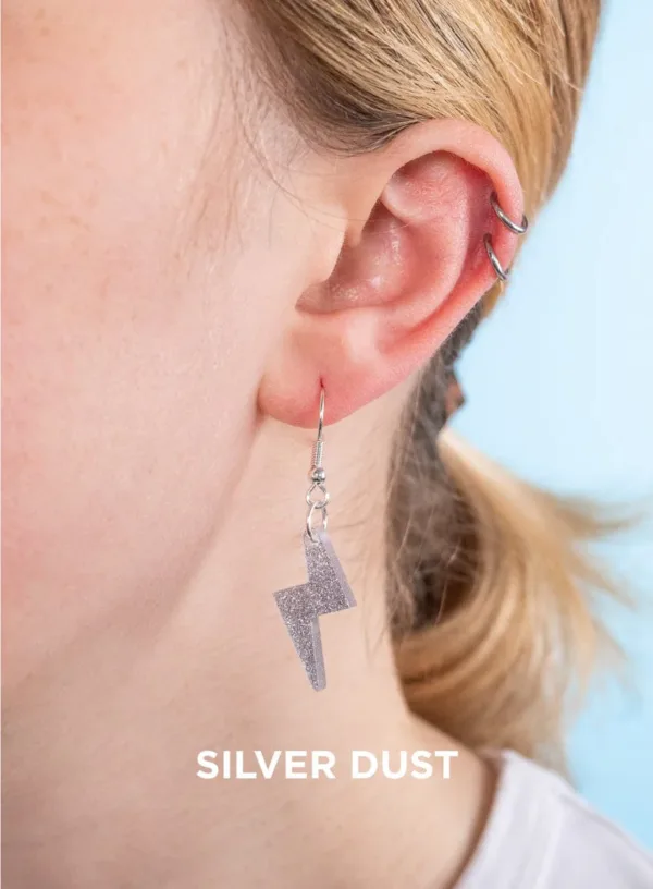 Tatty Devine Silver Glitter bolt earrings - Image 2