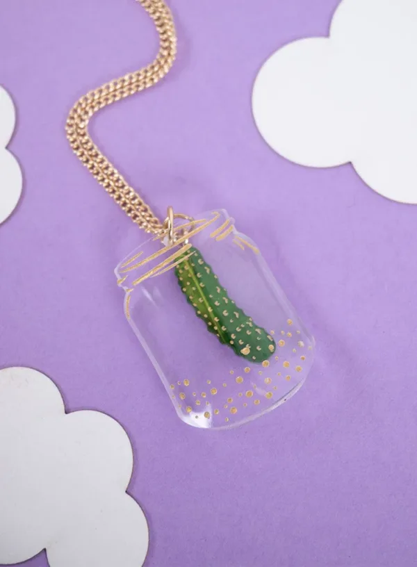 Tatty Devine In a Pickle Gherkin in a jar Necklace