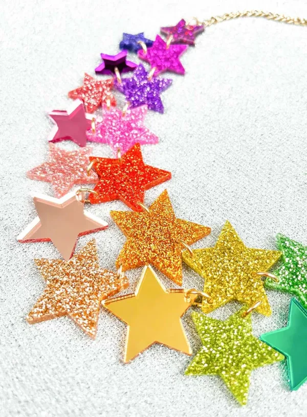 Tatty Devine Star Statement Necklace from Glitter Acrylic - Image 4