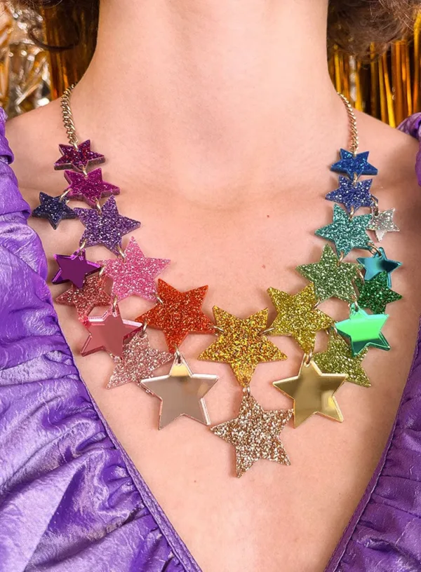 Tatty Devine Star Statement Necklace from Glitter Acrylic