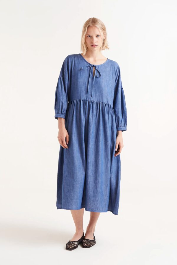 COMPANIA FANTASTICA Long sleeve denim midi dress