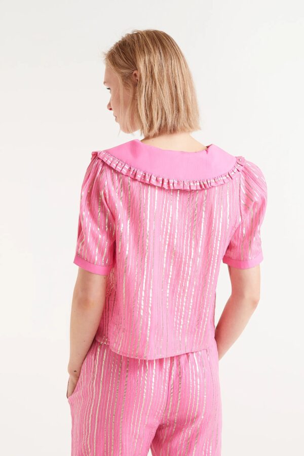 COMPANIA FANTASTICA Pink lurex short sleeve shirt - Image 2