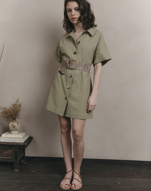 GRACE AND MILA Johanne Dress – Khaki - Image 4