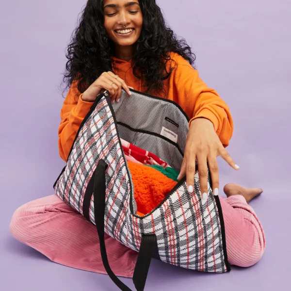 GOODORDERING Eco Tartan “Billow” bag pillow pannier checkered plaid laundry bag - Image 7