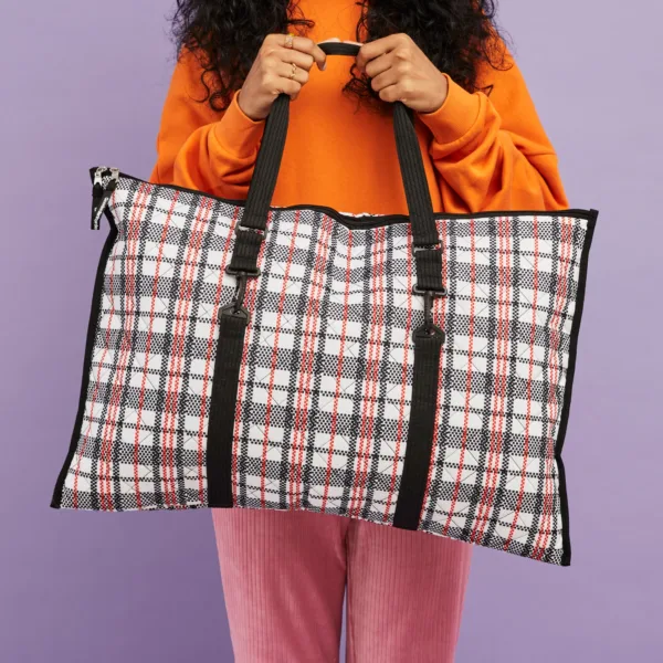 GOODORDERING Eco Tartan “Billow” bag pillow pannier checkered plaid laundry bag