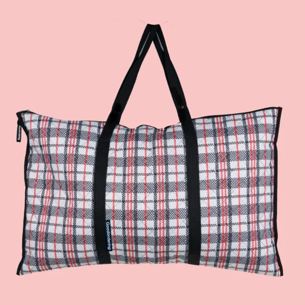 GOODORDERING Eco Tartan “Billow” bag pillow pannier checkered plaid laundry bag - Image 2