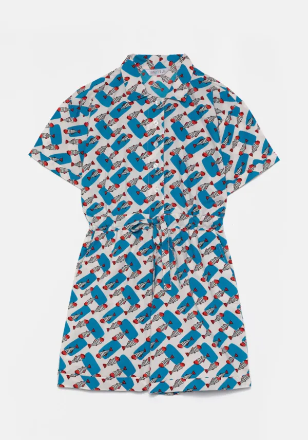 COMPANIA FANTASTICA blue sardine print playsuit - Image 5