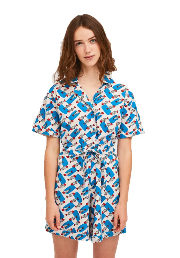 COMPANIA FANTASTICA blue sardine print playsuit - Image 2