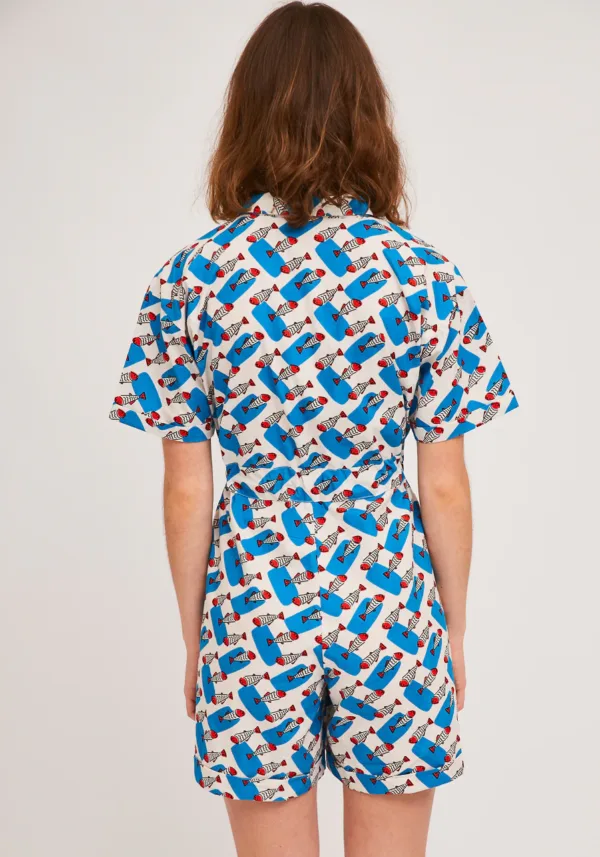 COMPANIA FANTASTICA blue sardine print playsuit - Image 6