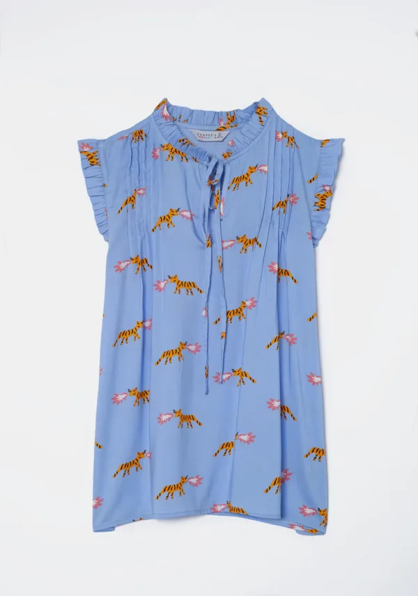 COMPANIA FANTASTICA lilac tiger and fire print top - Image 3