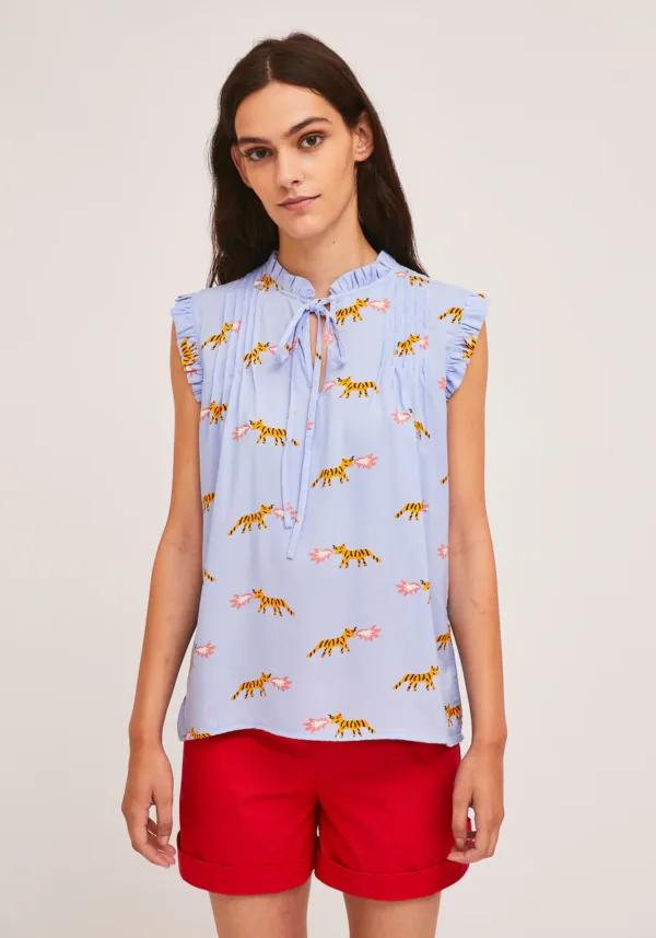 COMPANIA FANTASTICA lilac tiger and fire print top