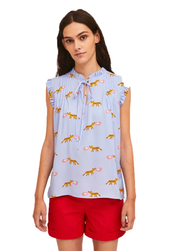 COMPANIA FANTASTICA lilac tiger and fire print top - Image 4