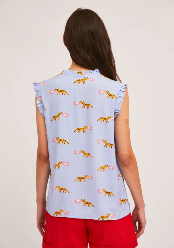 COMPANIA FANTASTICA lilac tiger and fire print top - Image 5