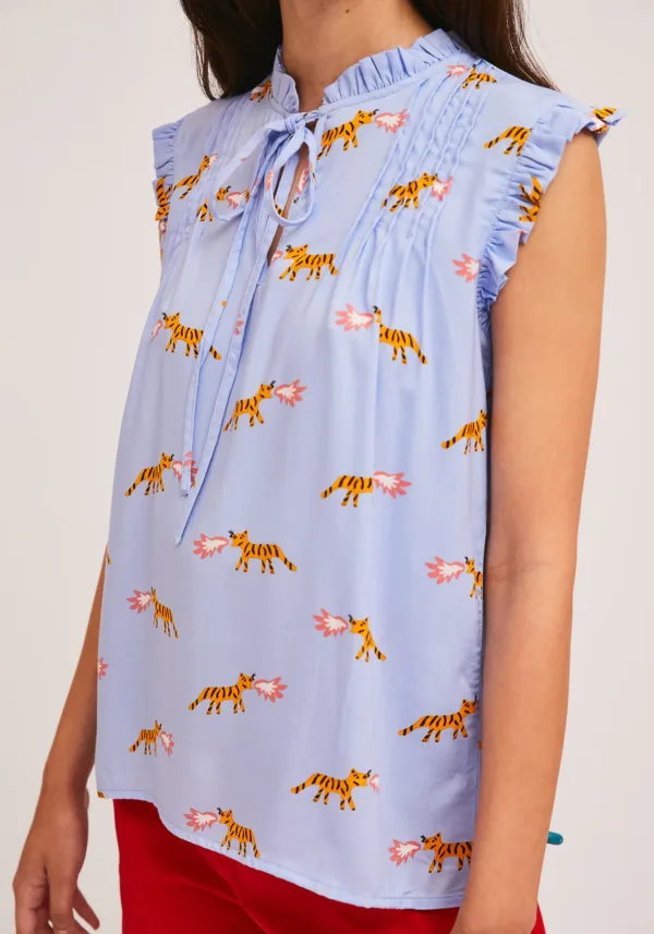COMPANIA FANTASTICA lilac tiger and fire print top - Image 7