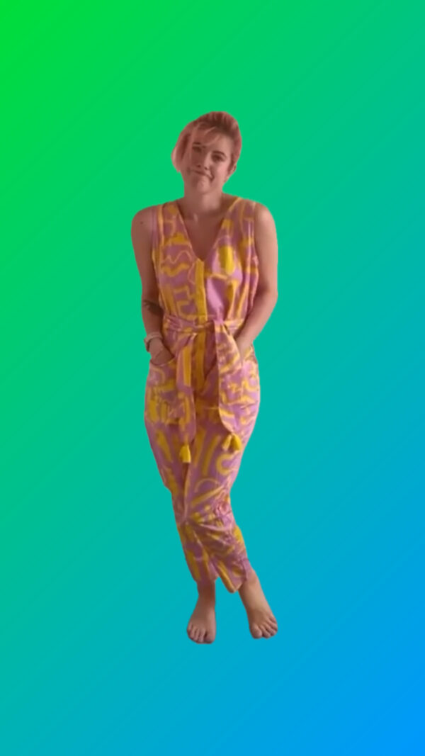 MISS POMPOM - pink and yellow giraffe sleeveless jumpsuit