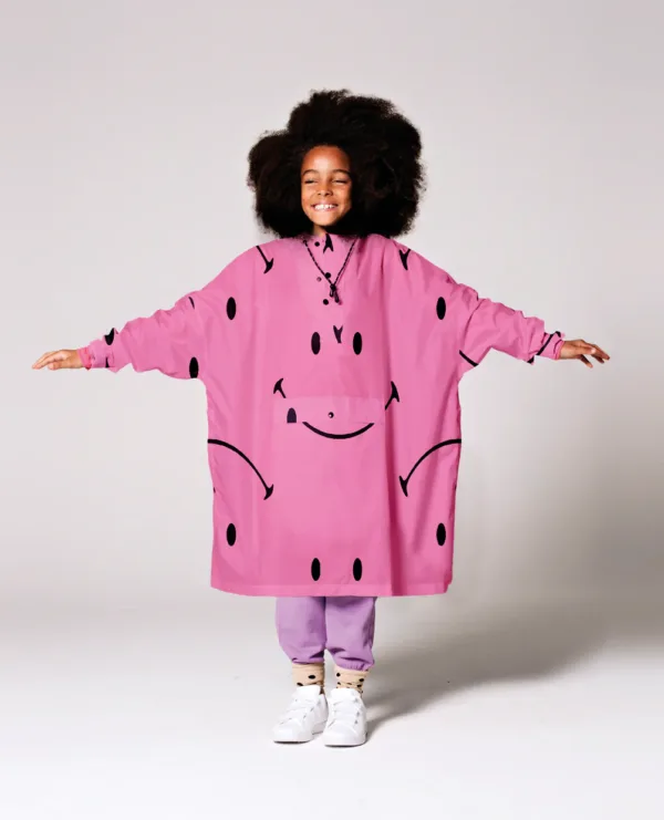 RAINKISS - Kids waterproof rain poncho - Pink Smiley