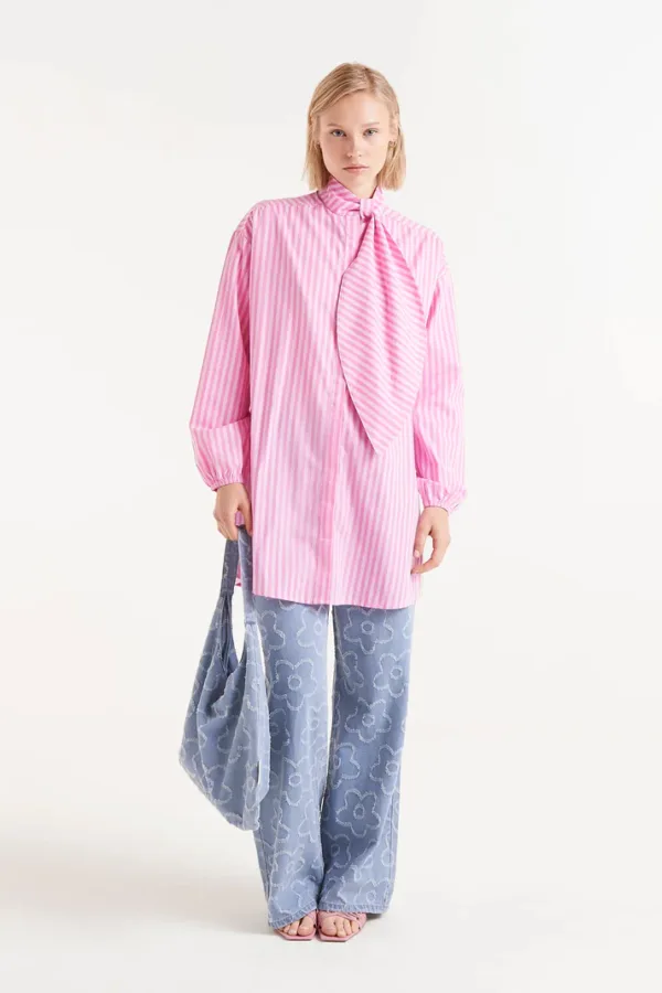 Compania Fantastica pink oversize stripe shirt dress - Image 2