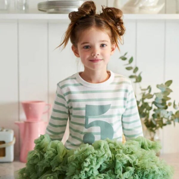 BOB AND BLOSSOM - Breton striped t shirt - age - birthday in seafoam and white