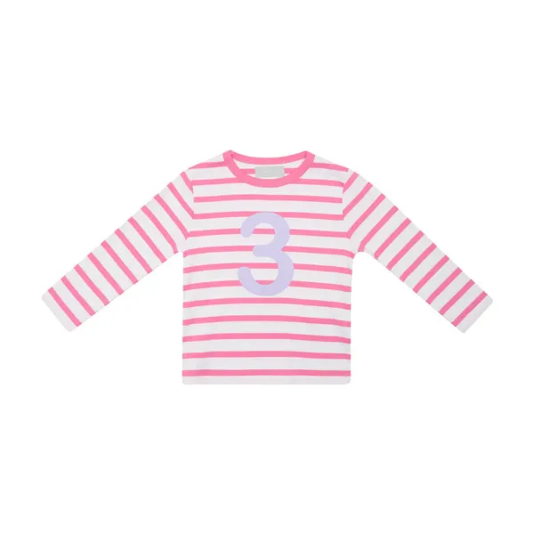 BOB AND BLOSSOM Breton stripe tshirt- age - birthday - pink/mauve - Image 3