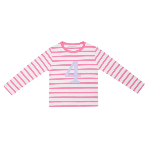 BOB AND BLOSSOM Breton stripe tshirt- age - birthday - pink/mauve - Image 4