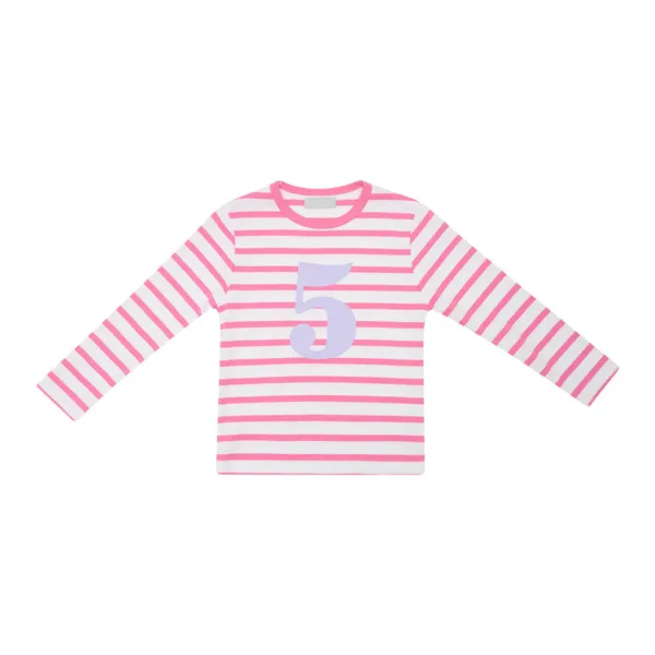 BOB AND BLOSSOM Breton stripe tshirt- age - birthday - pink/mauve - Image 5