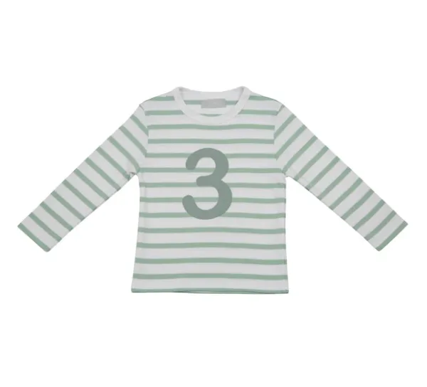 BOB AND BLOSSOM - Breton striped t shirt - age - birthday in seafoam and white - Image 4