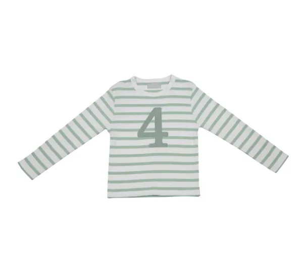 BOB AND BLOSSOM - Breton striped t shirt - age - birthday in seafoam and white - Image 5