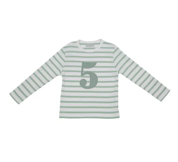 BOB AND BLOSSOM - Breton striped t shirt - age - birthday in seafoam and white - Image 6