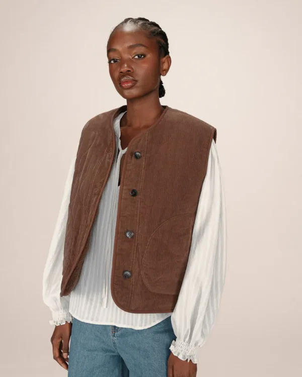 GRACE AND MILA seth quilted jacket in chocolate brown