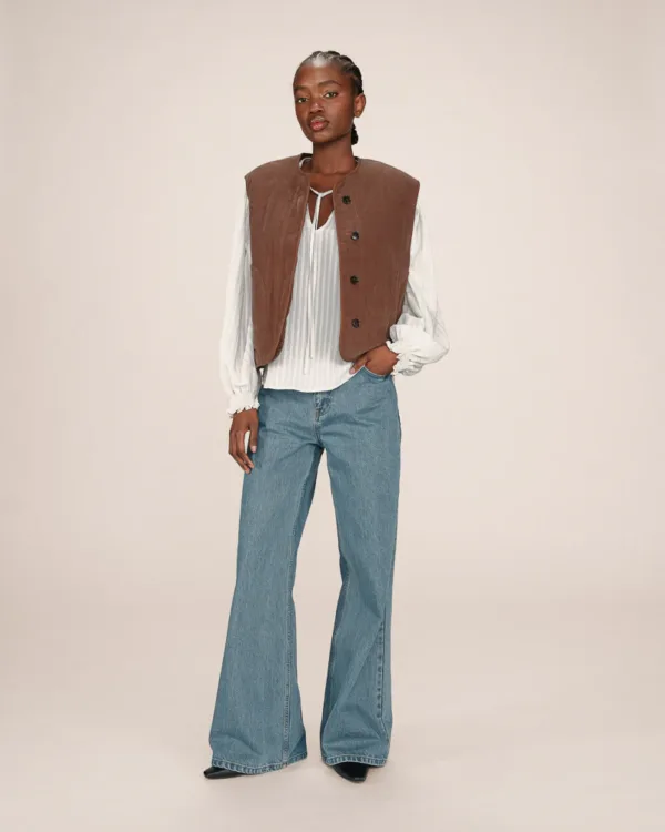 GRACE AND MILA seth quilted jacket in chocolate brown - Image 5