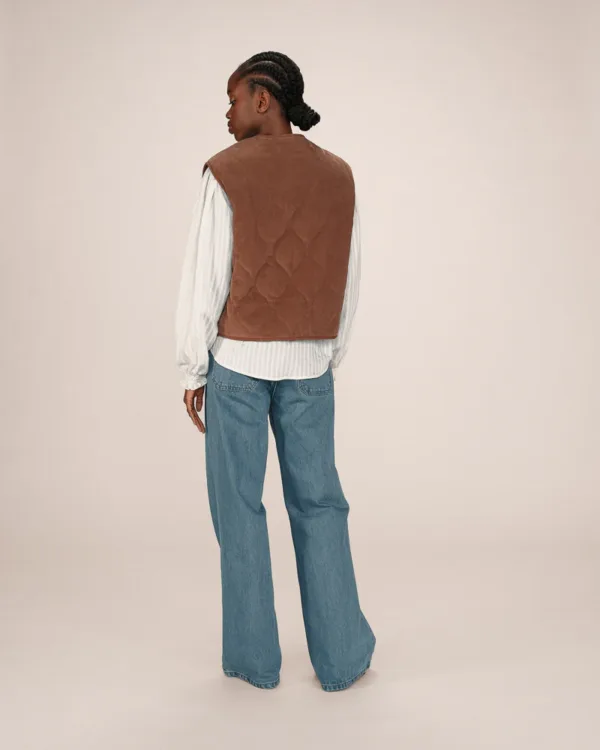 GRACE AND MILA seth quilted jacket in chocolate brown - Image 2