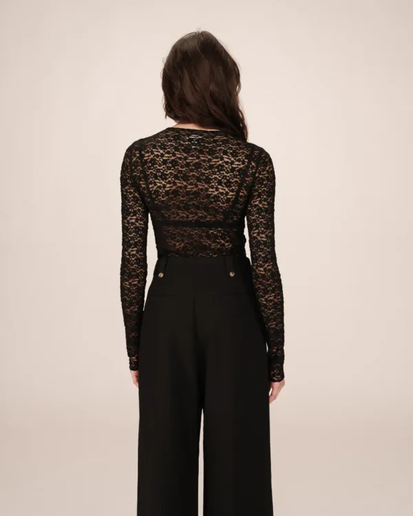 GRACE AND MILA  Shady lace tshirt top - black - Image 2