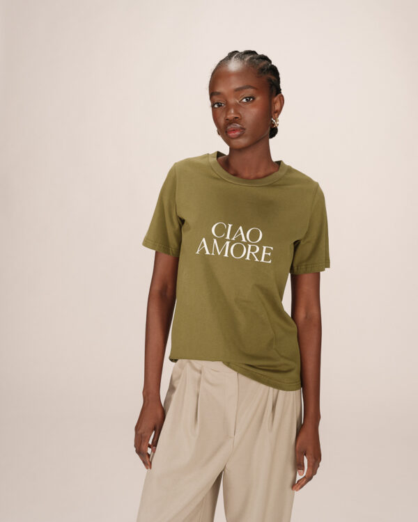GRACE AND MILA soft t shirt tee in Olive Ciao Amore