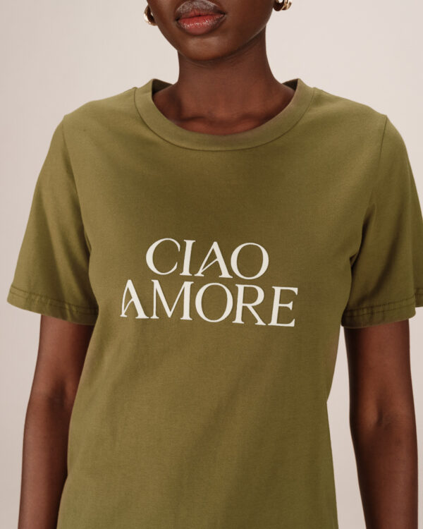 GRACE AND MILA soft t shirt tee in Olive Ciao Amore - Image 3