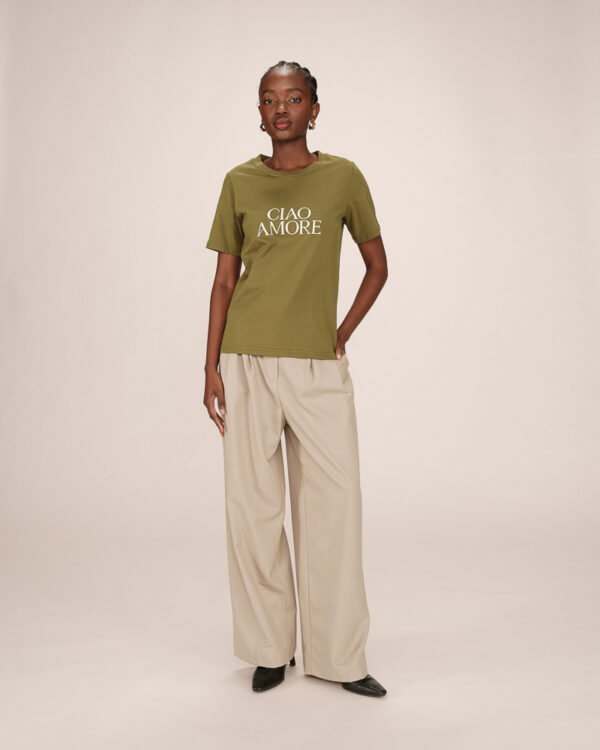 GRACE AND MILA soft t shirt tee in Olive Ciao Amore - Image 4