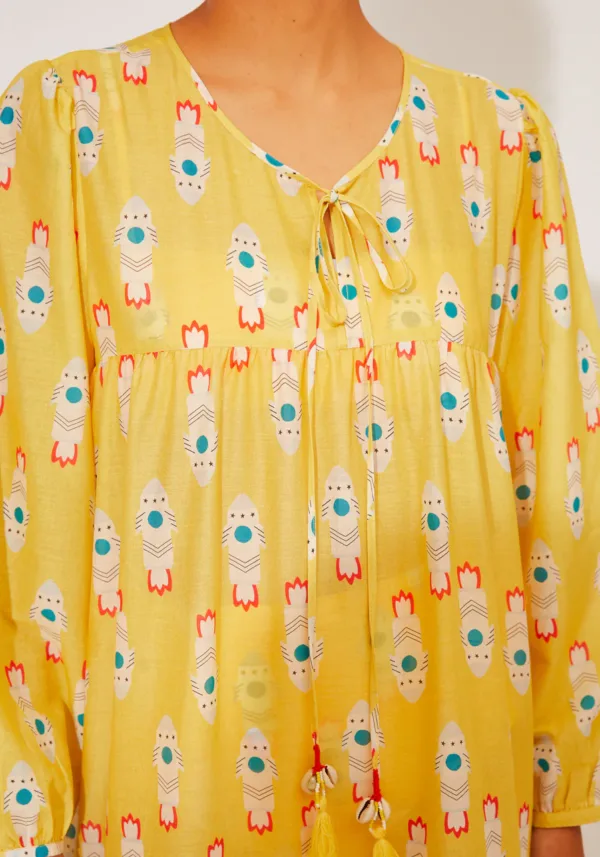 COMPANIA FANTASTICA yellow rocket beach dress - Image 2